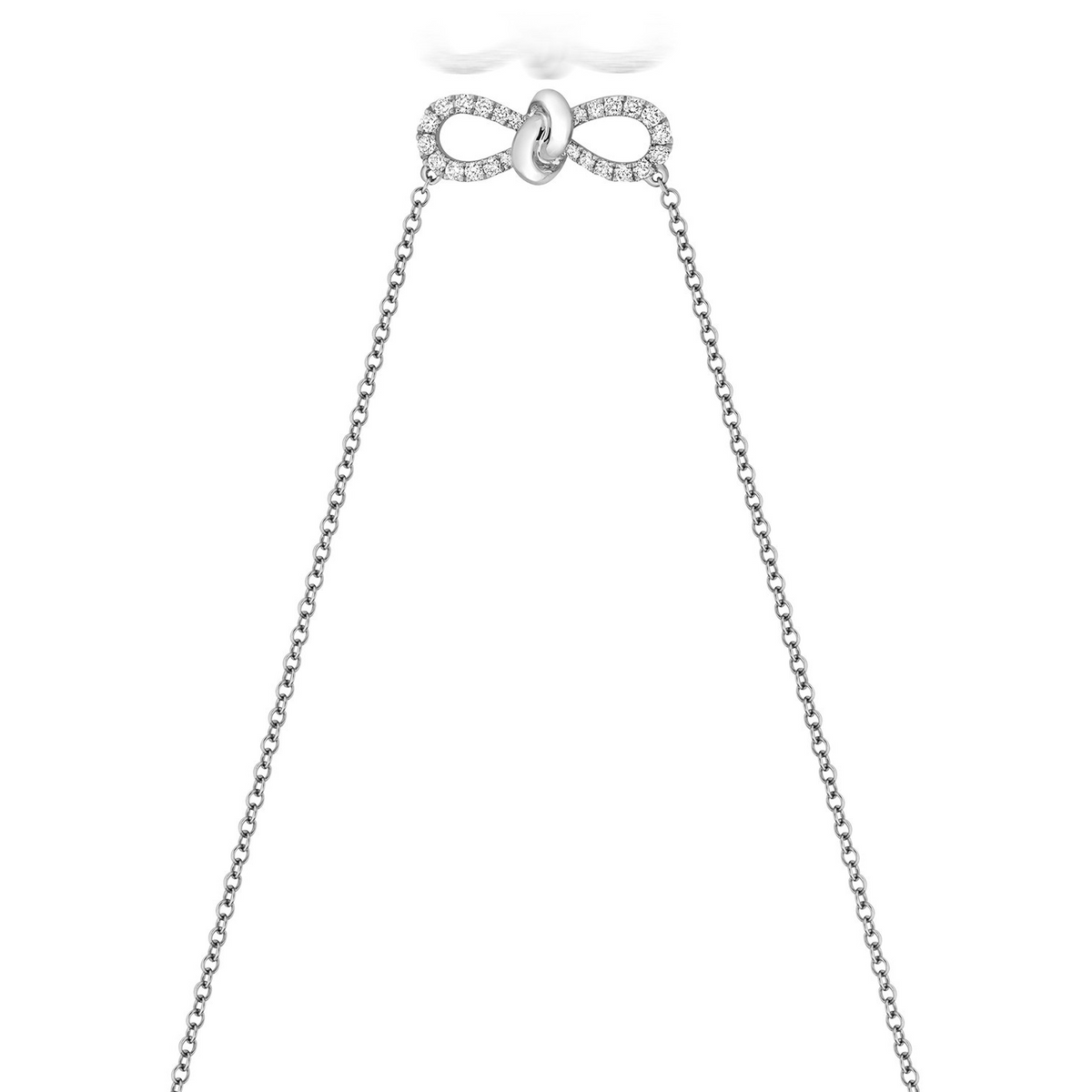 24 Natural Diamond Bow Necklace 18ct White Gold Hallmarked British Made