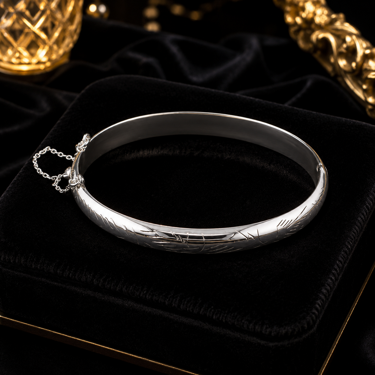 Engraved Clip Bangle Sterling Silver 925 Hallmarked British Made Brand New