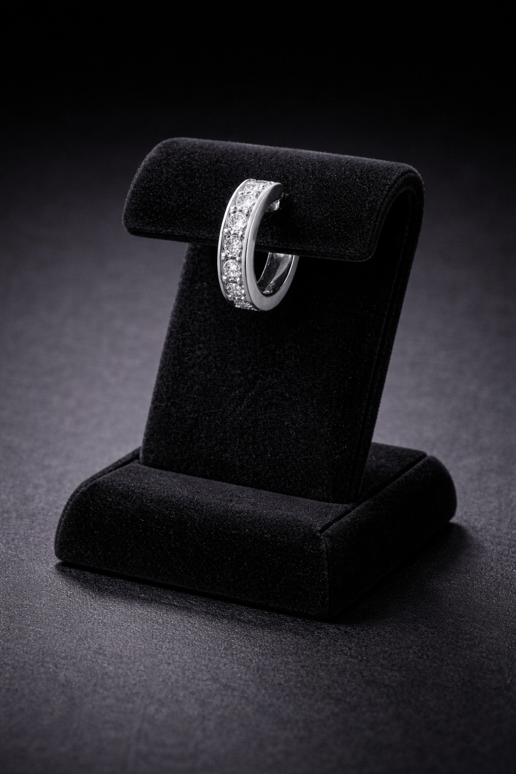 Mens Huggie Hoop Earring Cubic Zirconia Solid Sterling Silver Gents Hallmarked