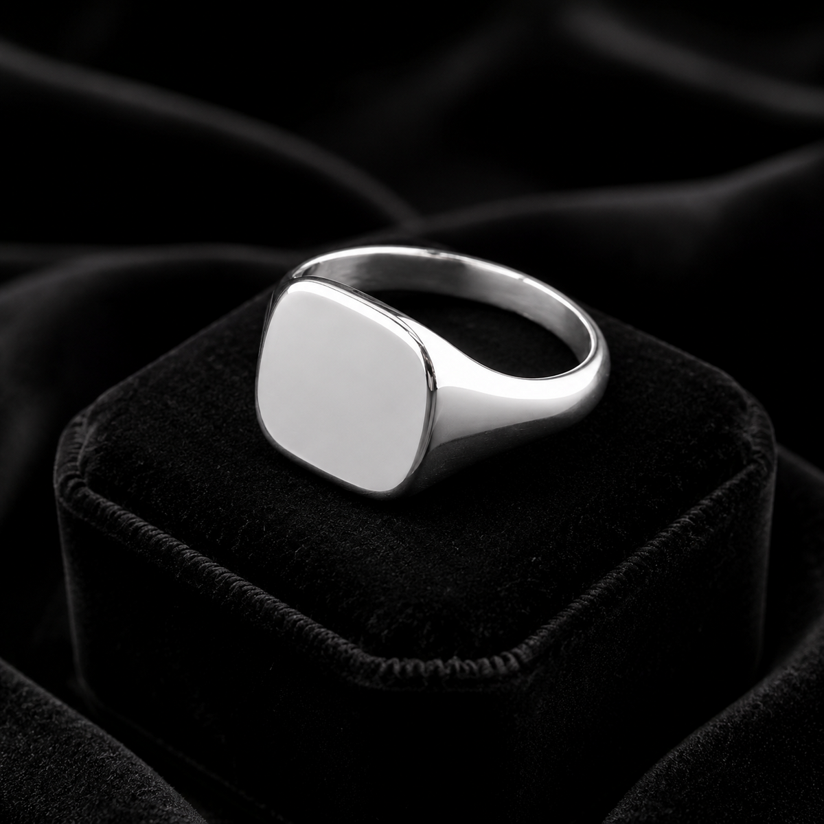Plain Cushion Signet Ring Sterling Silver 925 Hallmarked Size M - T British Made