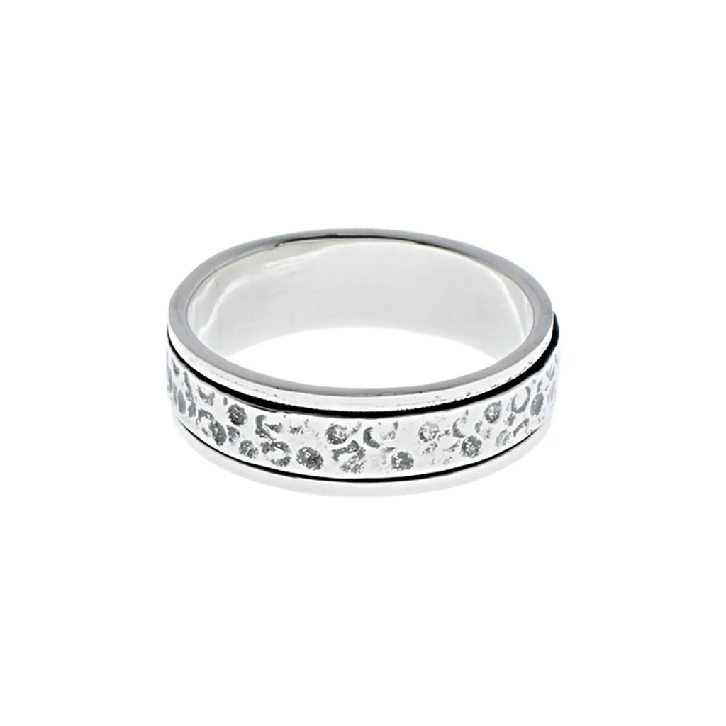 Mens Textured Sterling Silver Spinner Rotating Ring 925 Hallmarked Sizes W - Z
