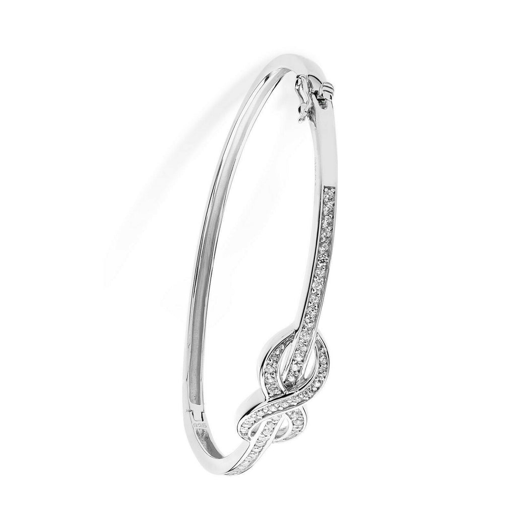 Sterling Silver Infinity Bangle Gemstone British Made Hallmarked Brand New 