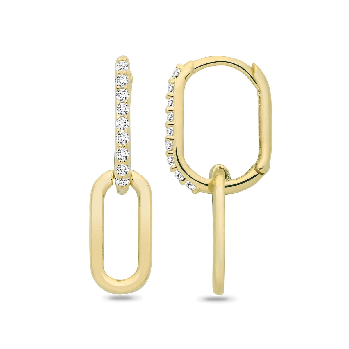 10mm Paperclip Drop Hoop Earrings 9ct Yellow Gold 375 Hallmarked Brand New