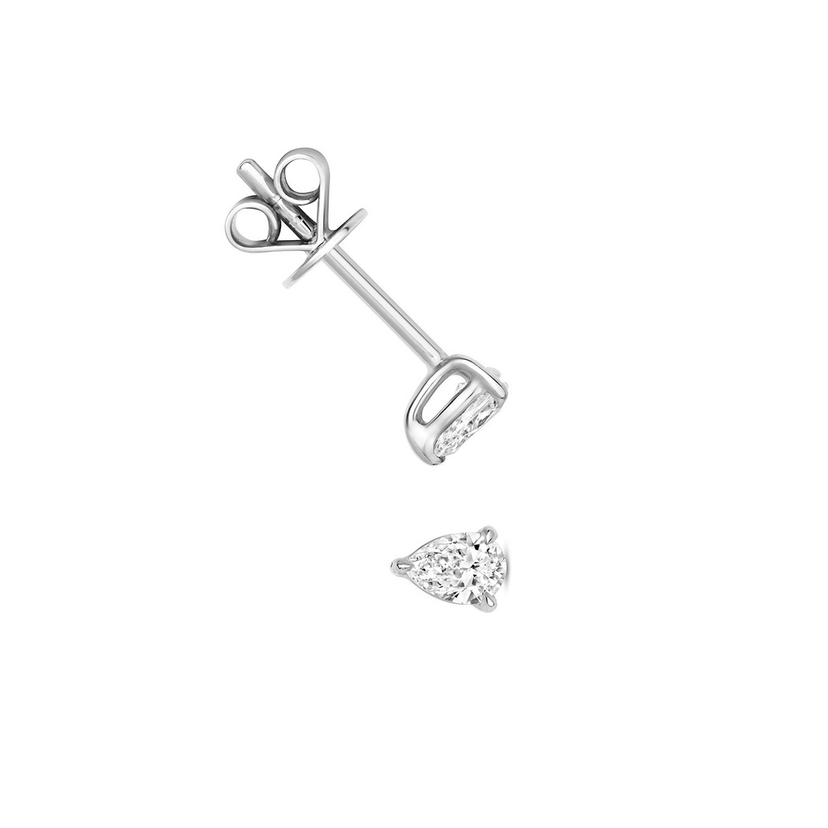 Natural Diamond Pear Stud Earrings 18ct White Gold Hallmarked British Made