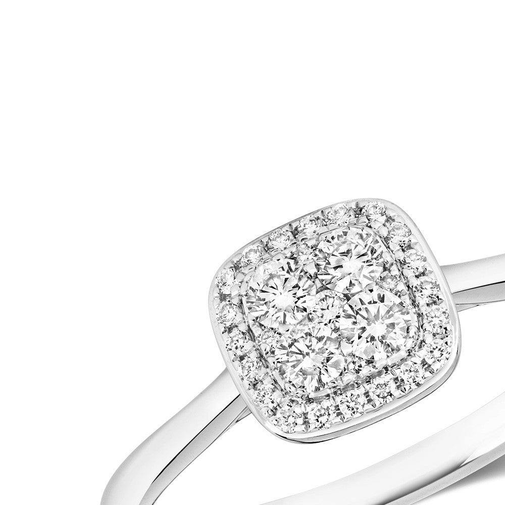 Natural Diamond Statement Cluster Ring 18ct White Gold Hallmarked Sizes J - Q