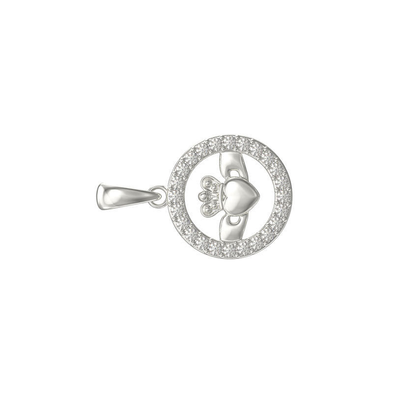 Channel Set Sterling Silver Claddagh Charm 925 Hallmarked All Chain Lengths