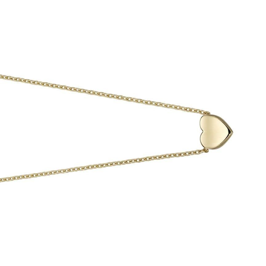 Small Heart Necklace 9ct Yellow Gold 375 Hallmarked British Made 43cm