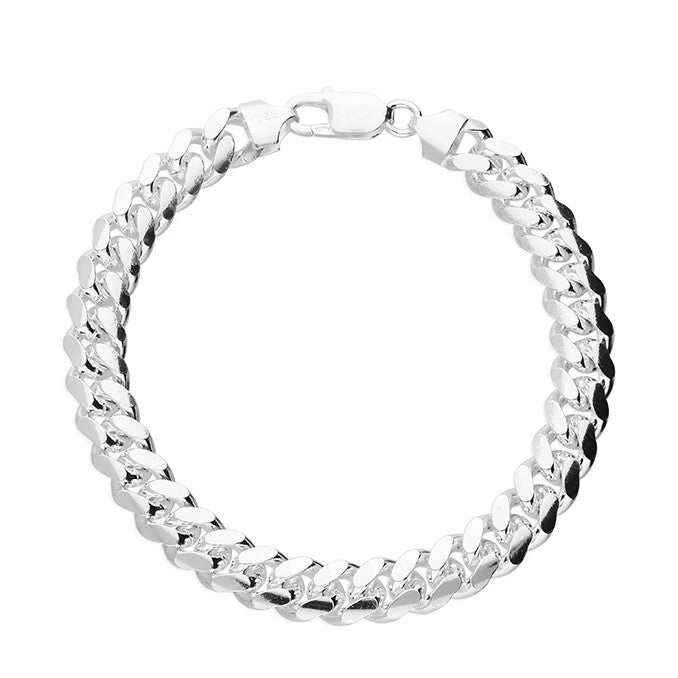 Heavy Gents Solid Sterling Silver Curb Bracelet British Made 925 Hallmarked