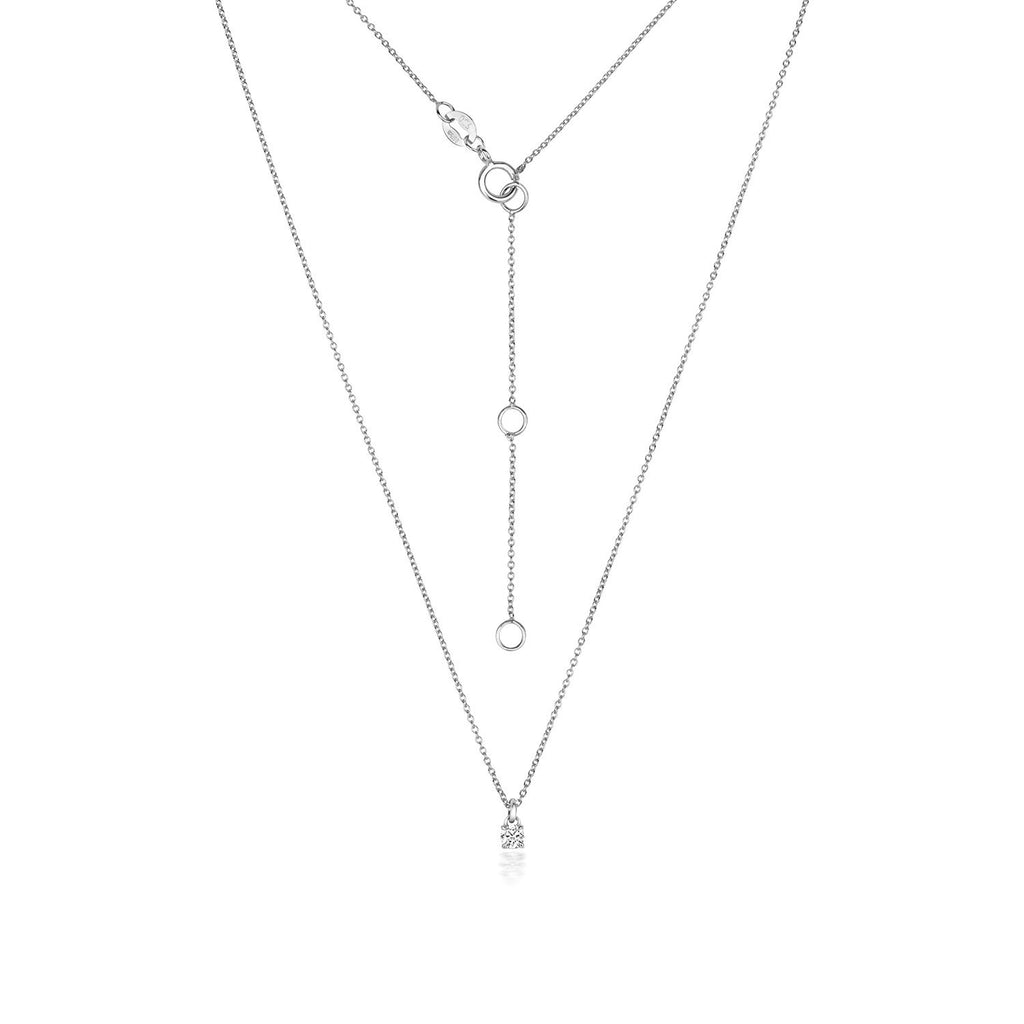 1 Natural Diamond 4 Claw Necklace 18ct White Gold Hallmarked British Made