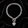 Puffy Heart T Bar Bracelet Sterling Silver 925 Hallmarked Brand New Boxed