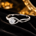 Infinity Solitaire Ring Sterling Silver 925 Hallmarked British Made Size L - R