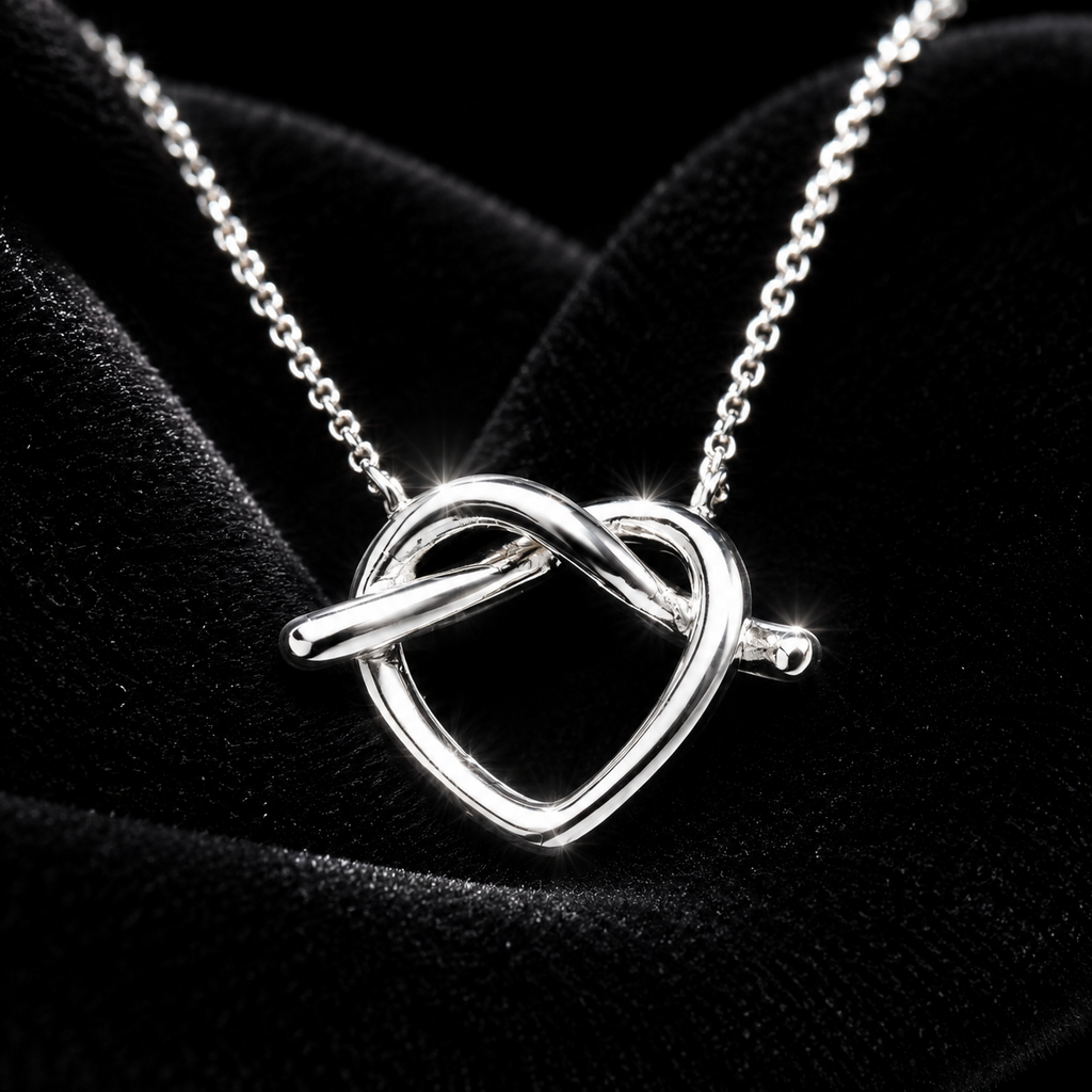 Pretzel Heart Necklace Sterling Silver 925 Hallmarked British Made Brand New