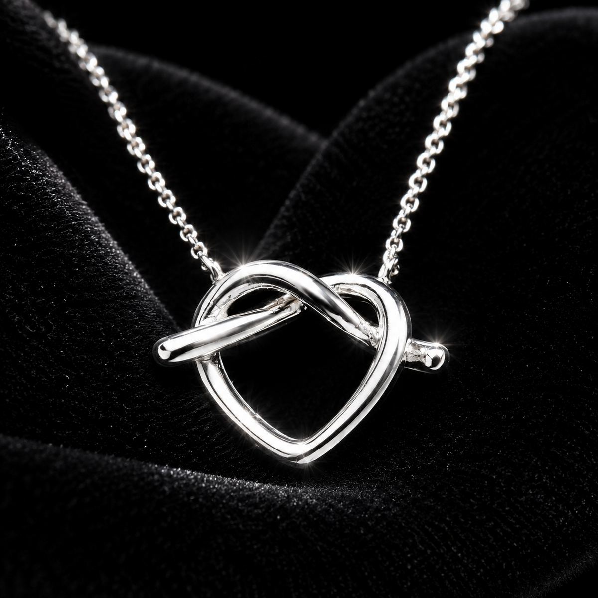 Pretzel Heart Necklace Sterling Silver 925 Hallmarked British Made Brand New