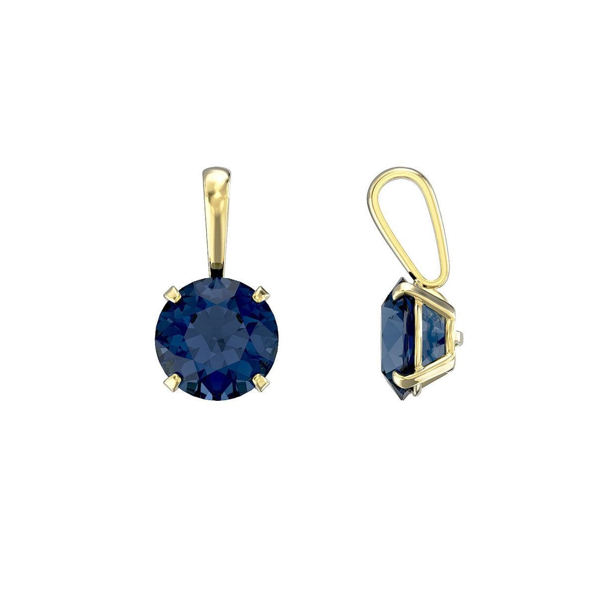 Sapphire Pendant and Earrings Set Solid Yellow Gold Solitaire 18" Chain Hallmark