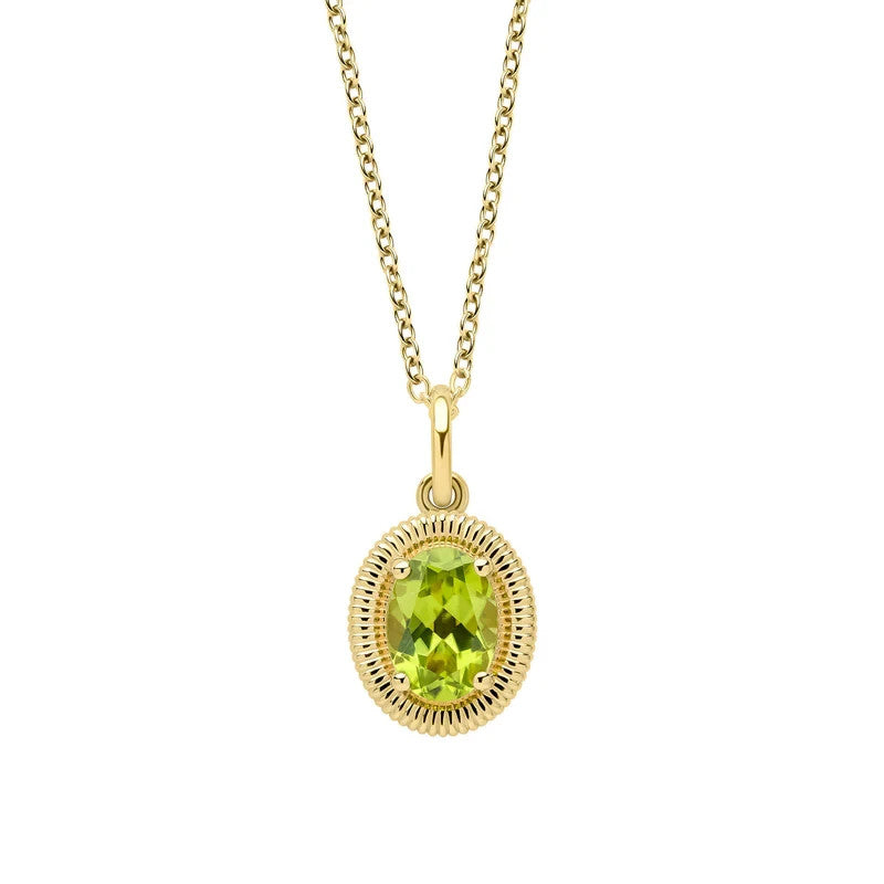 Vintage Oval Peridot Pendant 9ct Yellow Gold 375 Hallmarked British Made