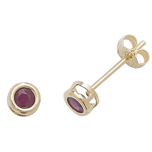 Yellow Gold Ruby Earrings Solitaire Natural Stone 375 9 Carat New Boxed
