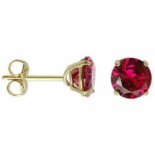 Yellow Gold Ruby Earrings Solitaire 375 9 Carat New Boxed British Made 4mm