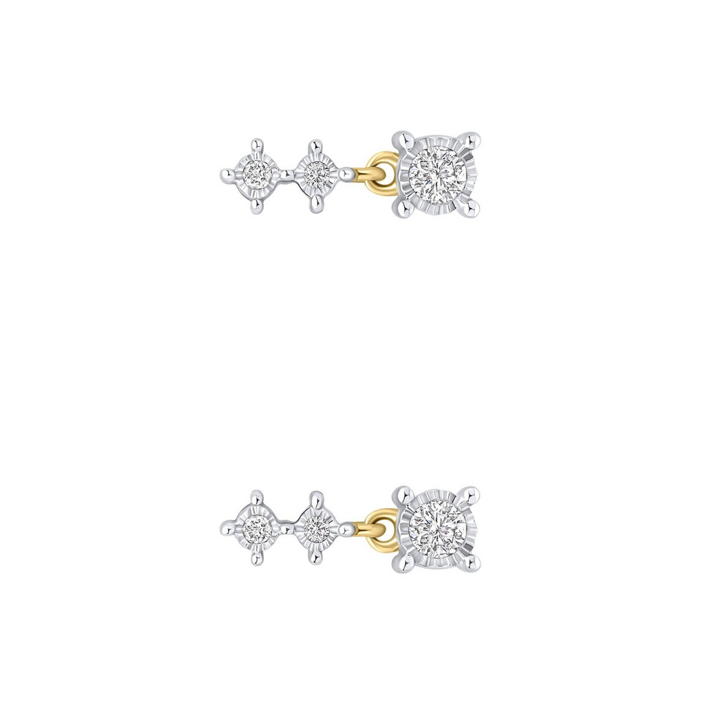 Natural Diamond Drop Earrings 9ct Yellow Gold 375 Hallmarked British Made
