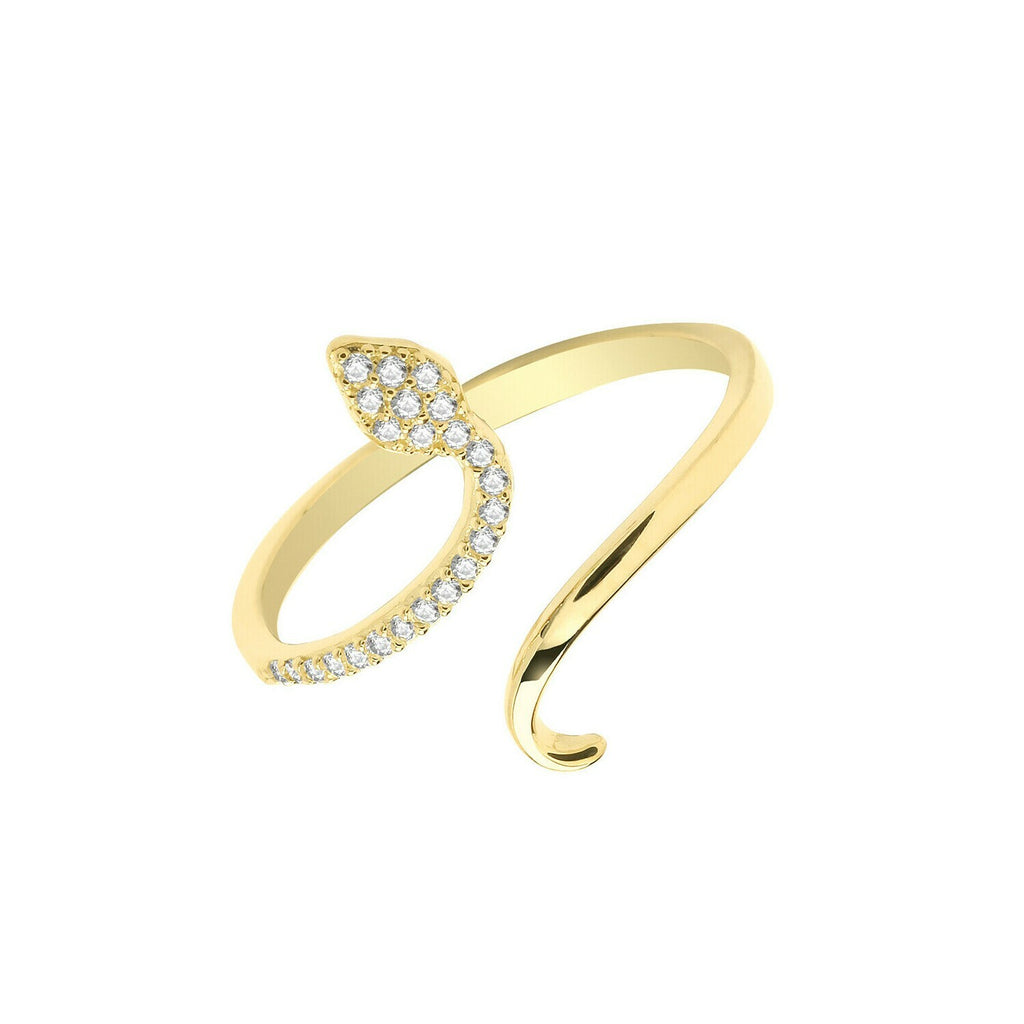 Gemstone Snake Ring 9ct Yellow Gold Hallmarked Sizes J - R British Made