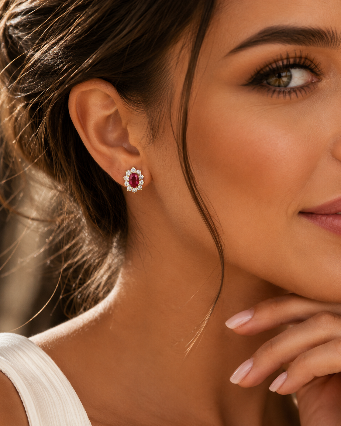 Yellow Gold Ruby Earrings Cluster Natural Stone 375 9 Carat New Boxed