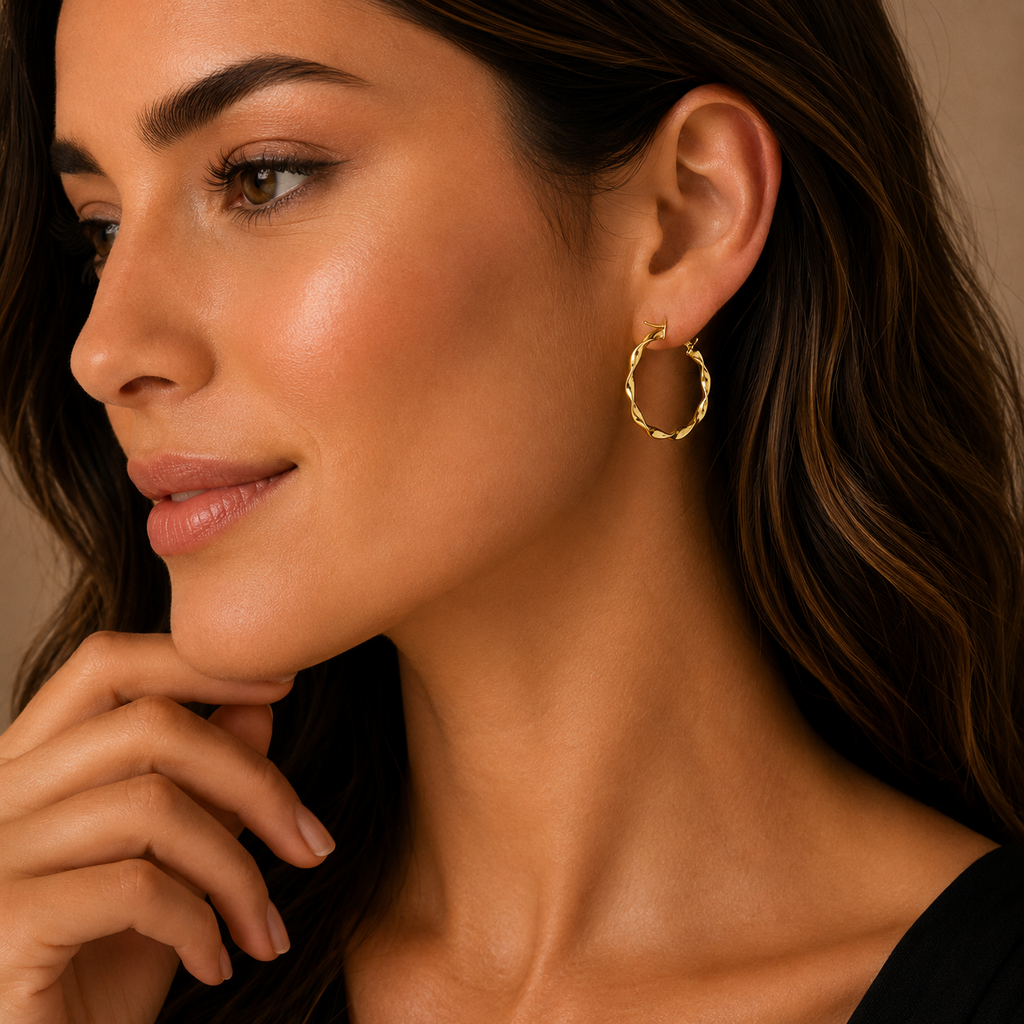 9ct Yellow Gold Twist Hoop Earrings 375 Hallmarked 10mm - 40mm Diameter