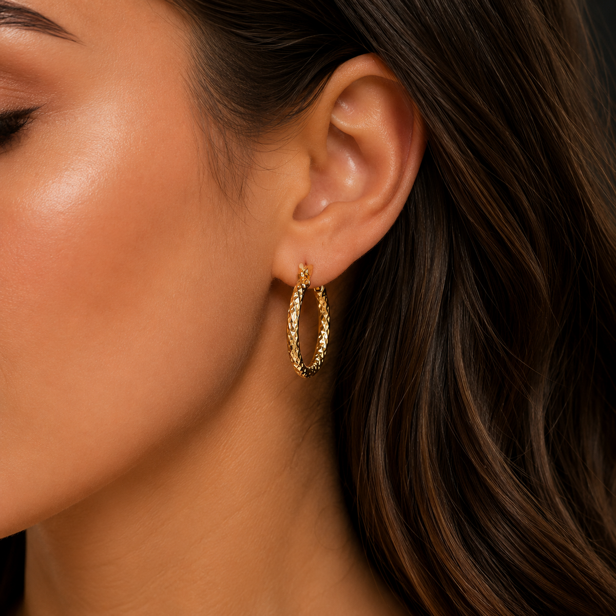 9ct Yellow Gold Diamond Cut Hoop Earrings 375 Hallmarked 8mm - 30mm Diameter