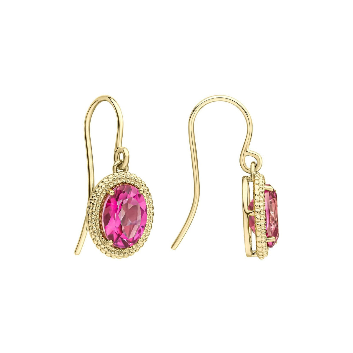 Oval Cut Pink Topaz Pendant & Earrings Set 9ct Yellow Gold 375 Hallmarked