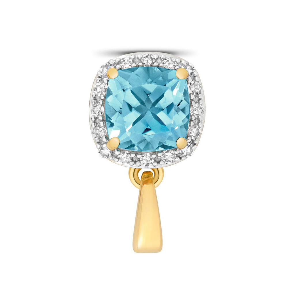 Cushion Topaz Diamond Pendant 9ct Multi Tone Gold 375 Hallmark Chain Lengths