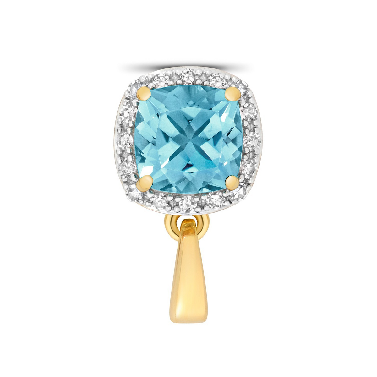 Cushion Topaz Diamond Pendant 9ct Multi Tone Gold 375 Hallmark Chain Lengths
