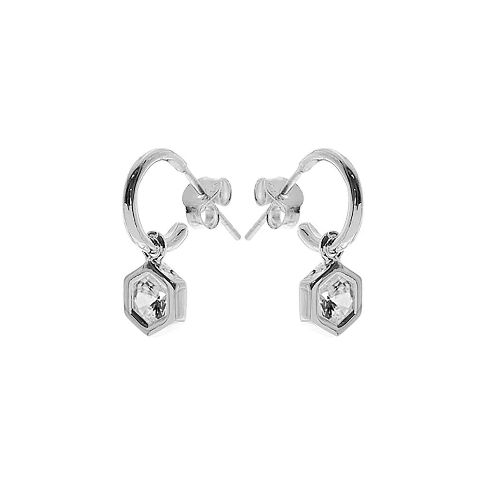 10mm Hexagonal Hoop Earrings Sterling Silver 925 Hallmarked Brand New Boxed