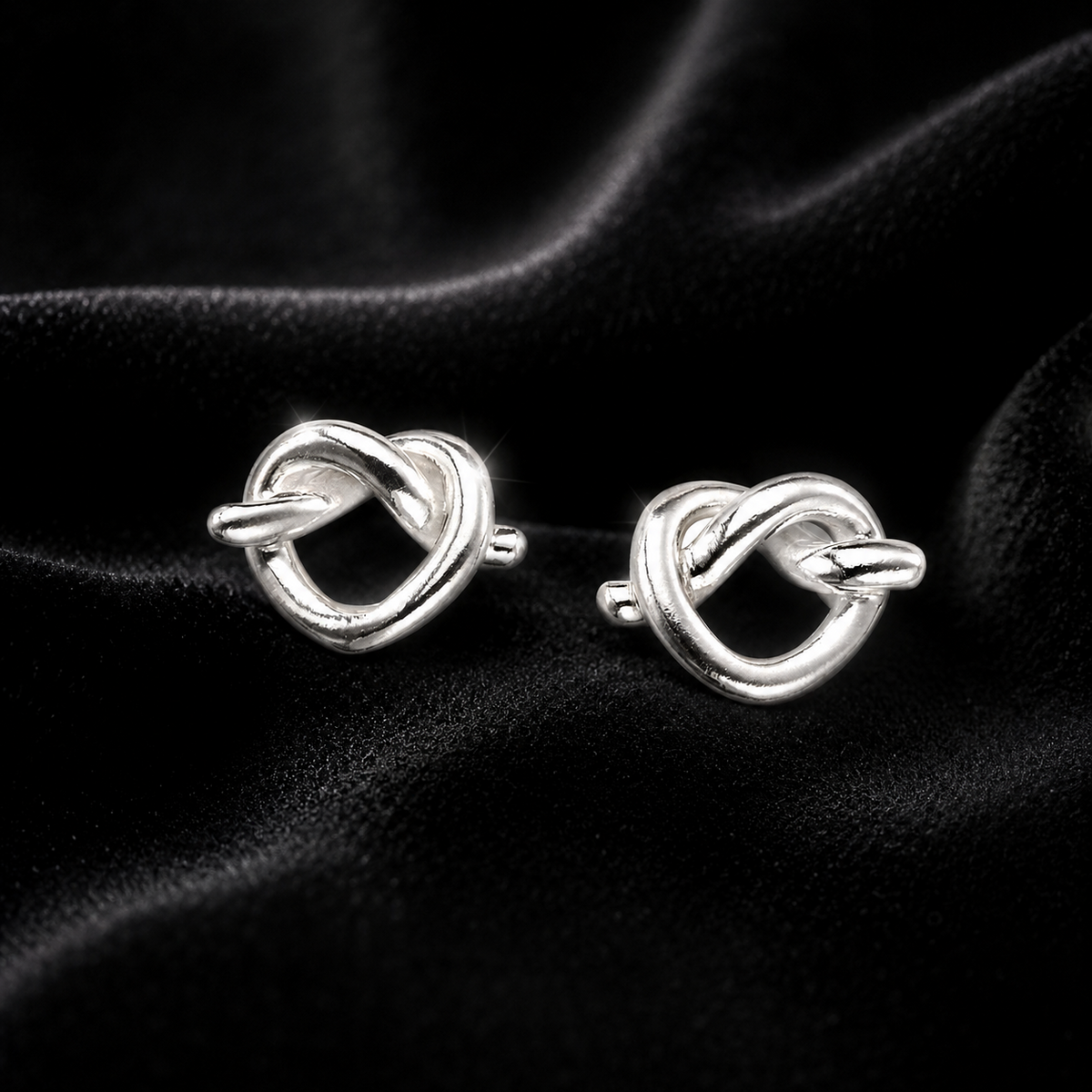 Pretzel Heart Stud Earrings Solid Sterling Silver 925 Hallmarked Brand New Boxed