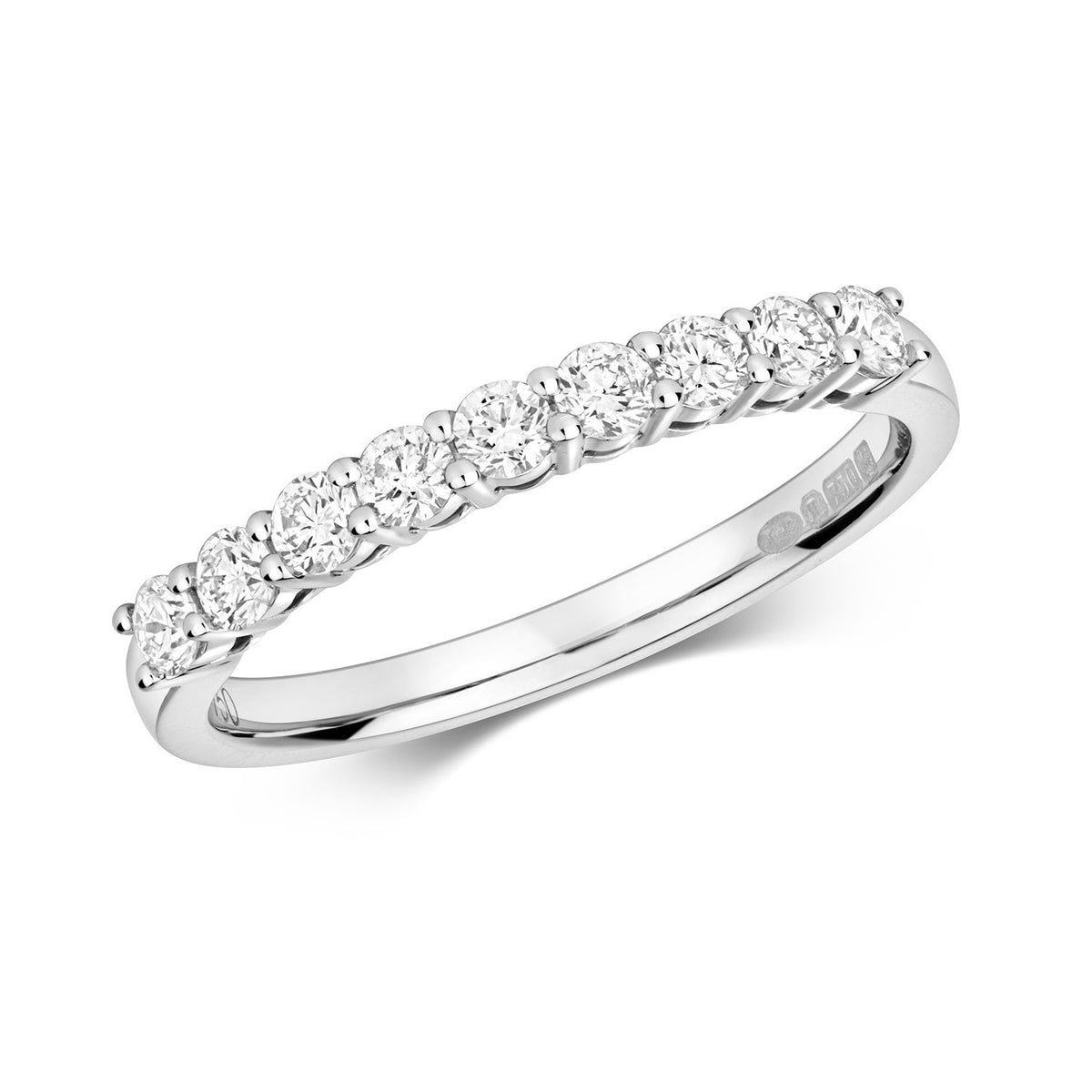 9 Natural Diamond Eternity Ring 18ct White Gold Hallmarked Sizes J - Q