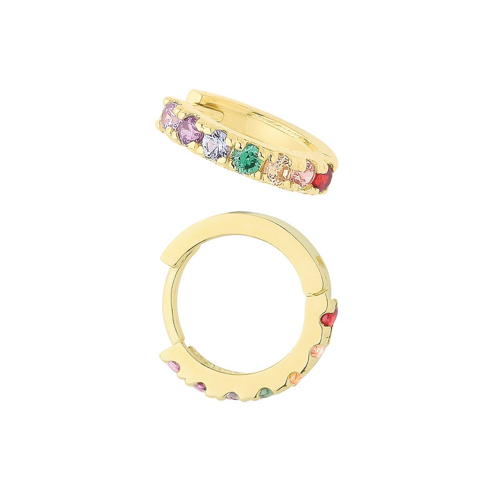 9ct Yellow Gold 5 Stone Hoop Earrings British Made 375 Hallmark Brand New Boxed