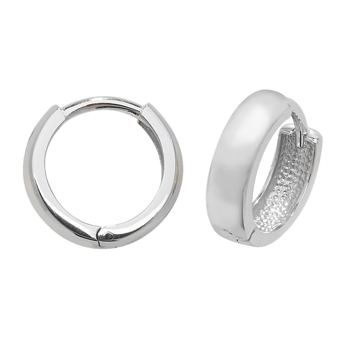 9ct White Gold Plain Hoop Earrings British Made 375 Hallmarked Brand New Boxed