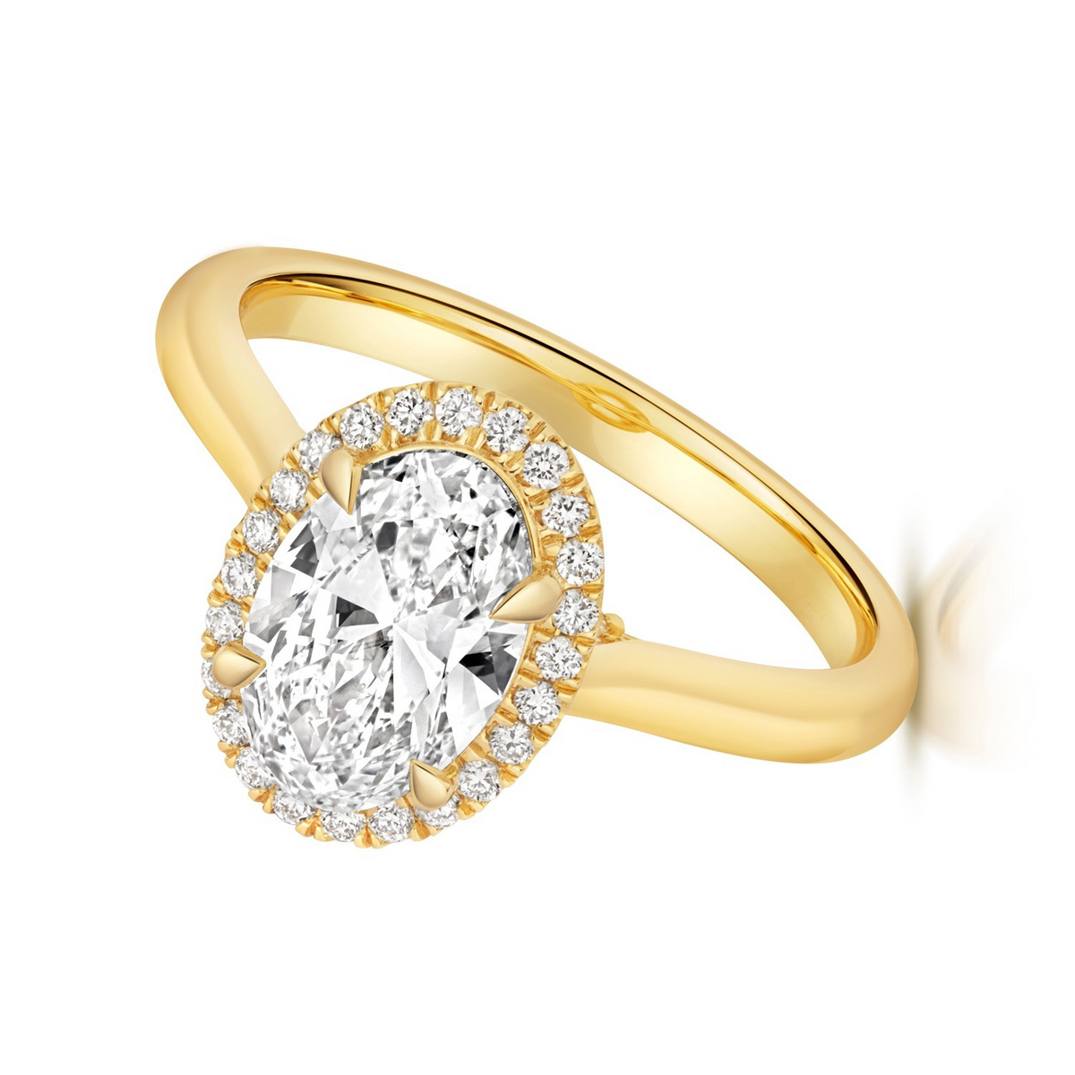 Oval Lab-Created Diamond Engagement Ring 18ct Yellow Gold Hallmarked Sizes J - Q