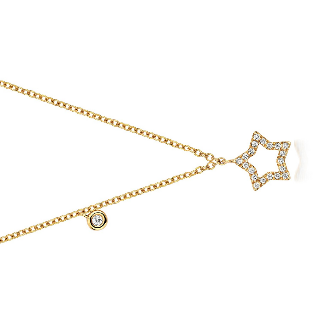 21 Natural Diamond Star Necklace 18ct Yellow Gold Hallmarked British Made
