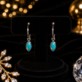 Marquise Turquoise Drop Hoop Earrings Sterling Silver 925 Hallmarked Brand New