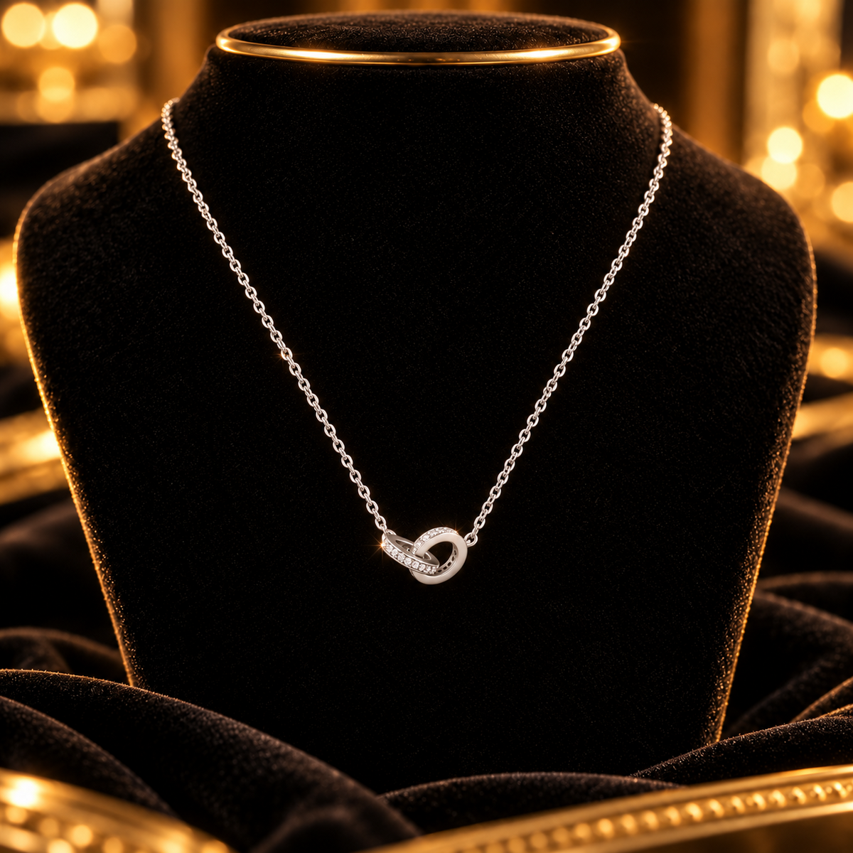 Ladies Pave Ring Necklace Sterling Silver 925 Hallmarked British Made