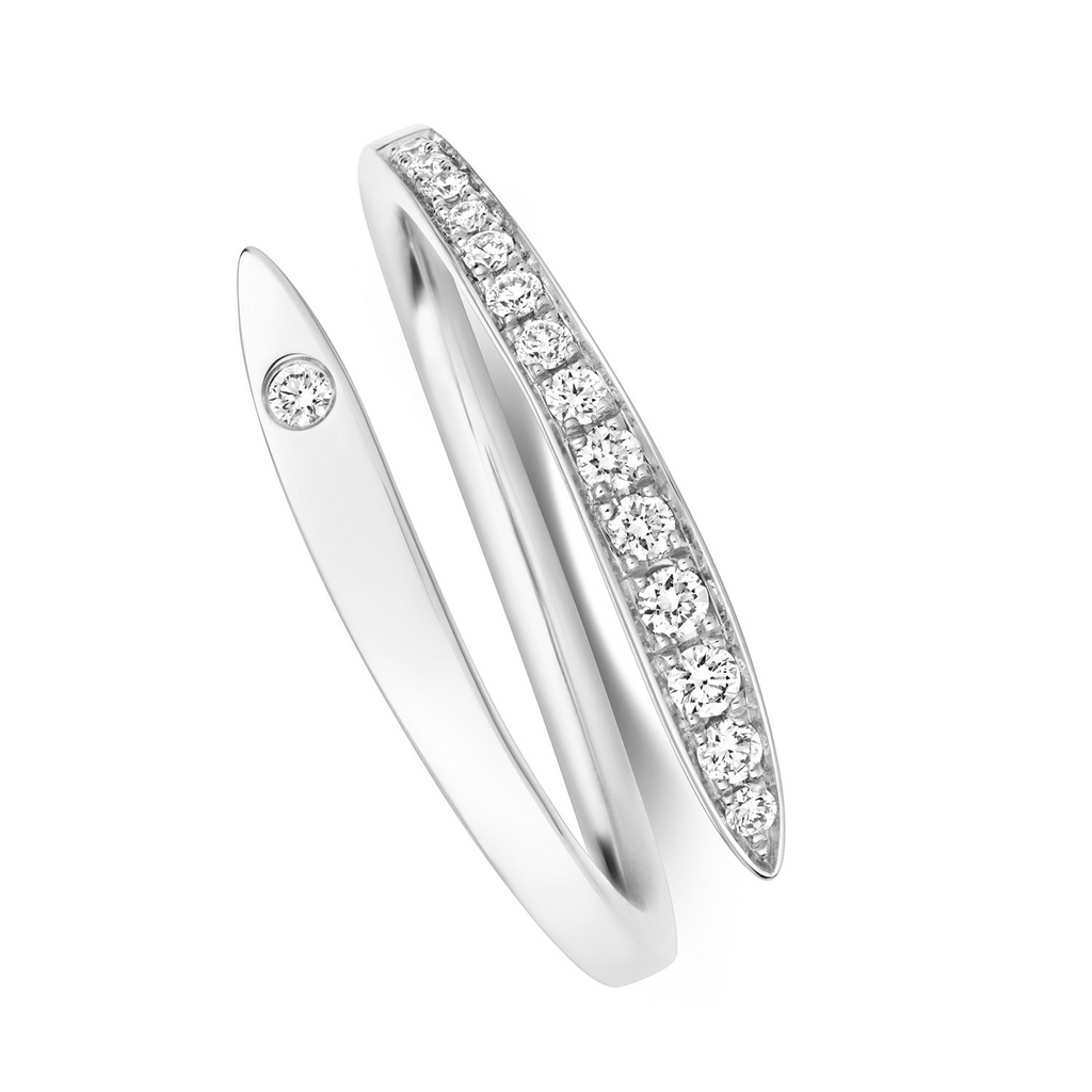 15 Natural Diamond Crossover Wrap Ring 18ct White Gold Hallmarked Sizes J - Q