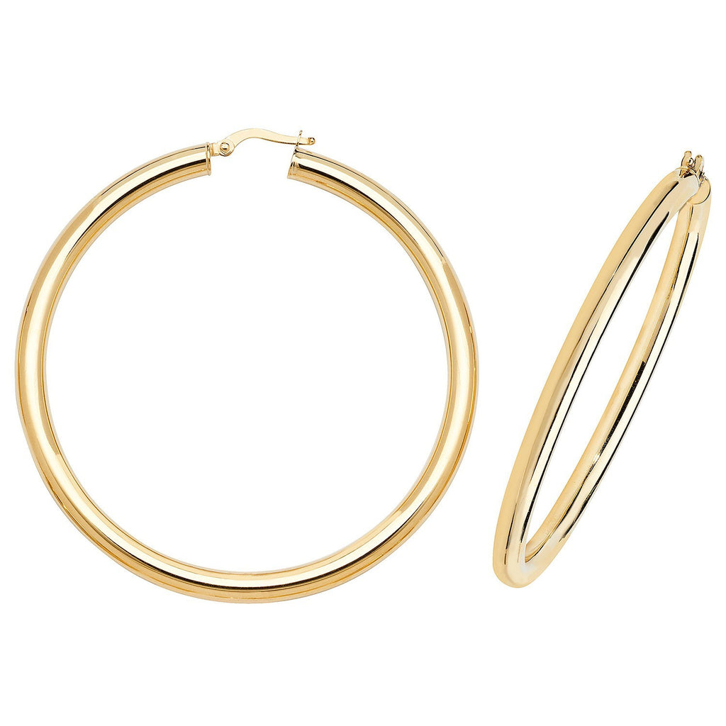 9ct Yellow Gold Tubed Hoop Earrings 375 Hallmarked 10mm - 60mm Diameter