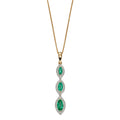Marquise Triple Drop Natural Emerald Pendant in 9ct Yellow Gold 375 Hallmarked
