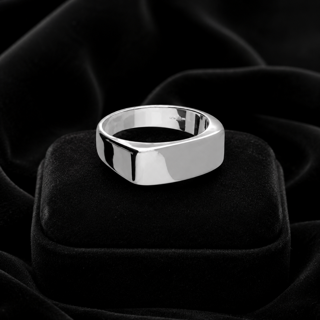 Sterling Silver Gents Ring Signet Band Design Hallmarked Size P - Z British Made