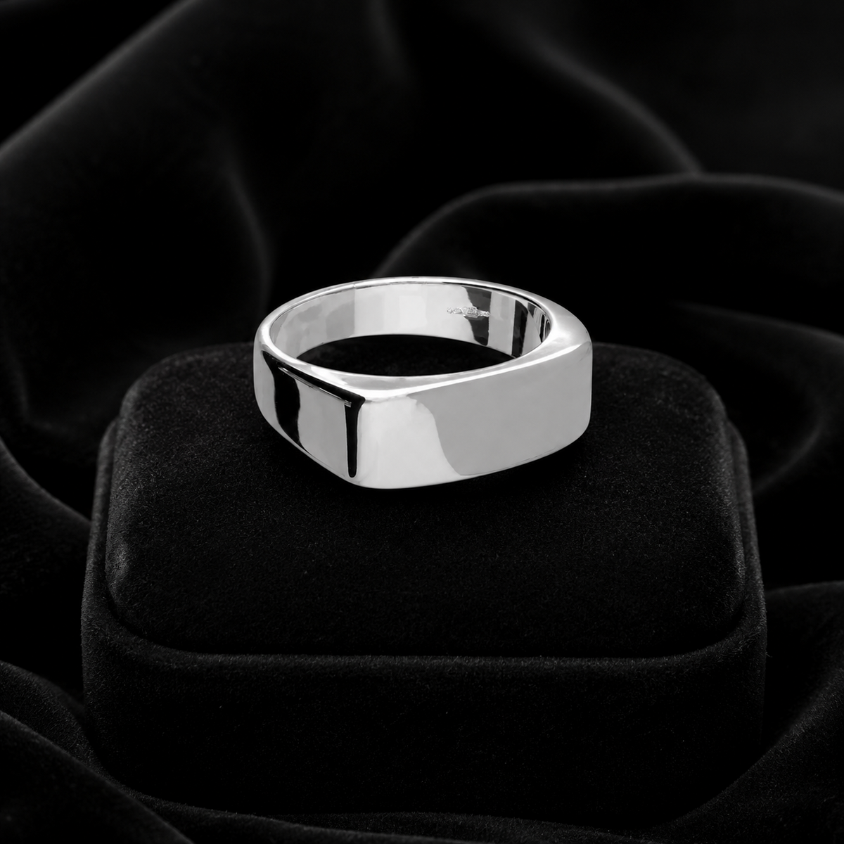 Sterling Silver Gents Ring Signet Band Design Hallmarked Size P - Z British Made