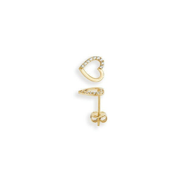 Heart Stud Earrings Gemstone 9ct Yellow Gold Hallmarked Brand New Boxed