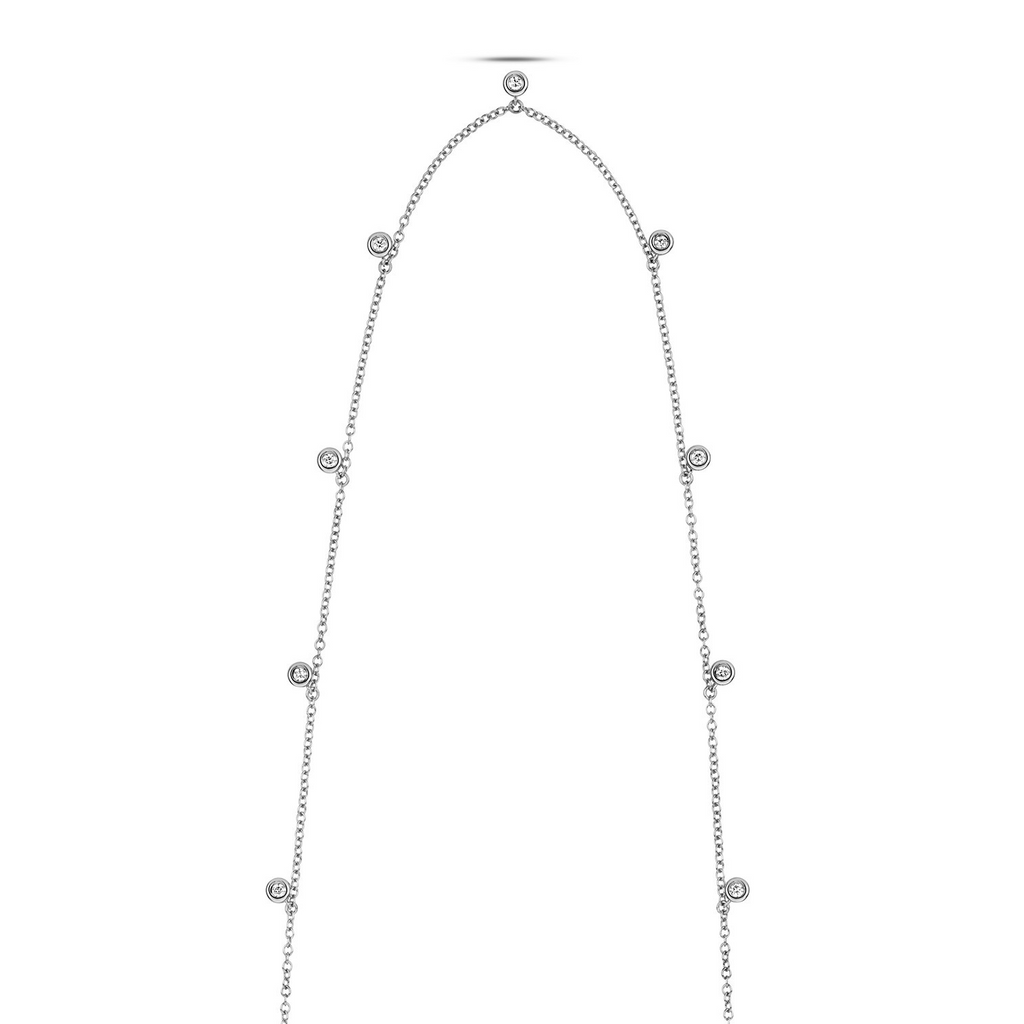 9 Natural Diamond Flush Necklace 18ct White Gold Hallmarked British Made