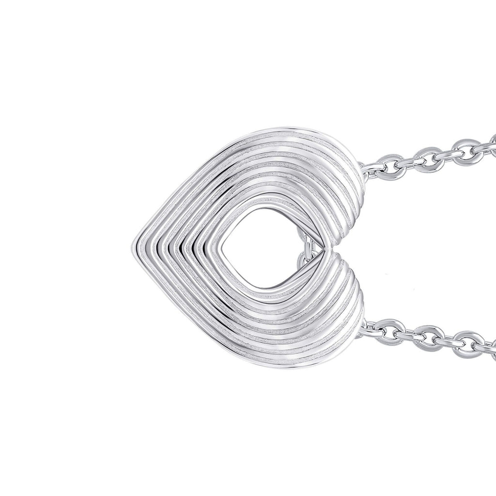 Ridged Heart Slider Pendant Sterling Silver 925 Hallmarked All Chain Lengths