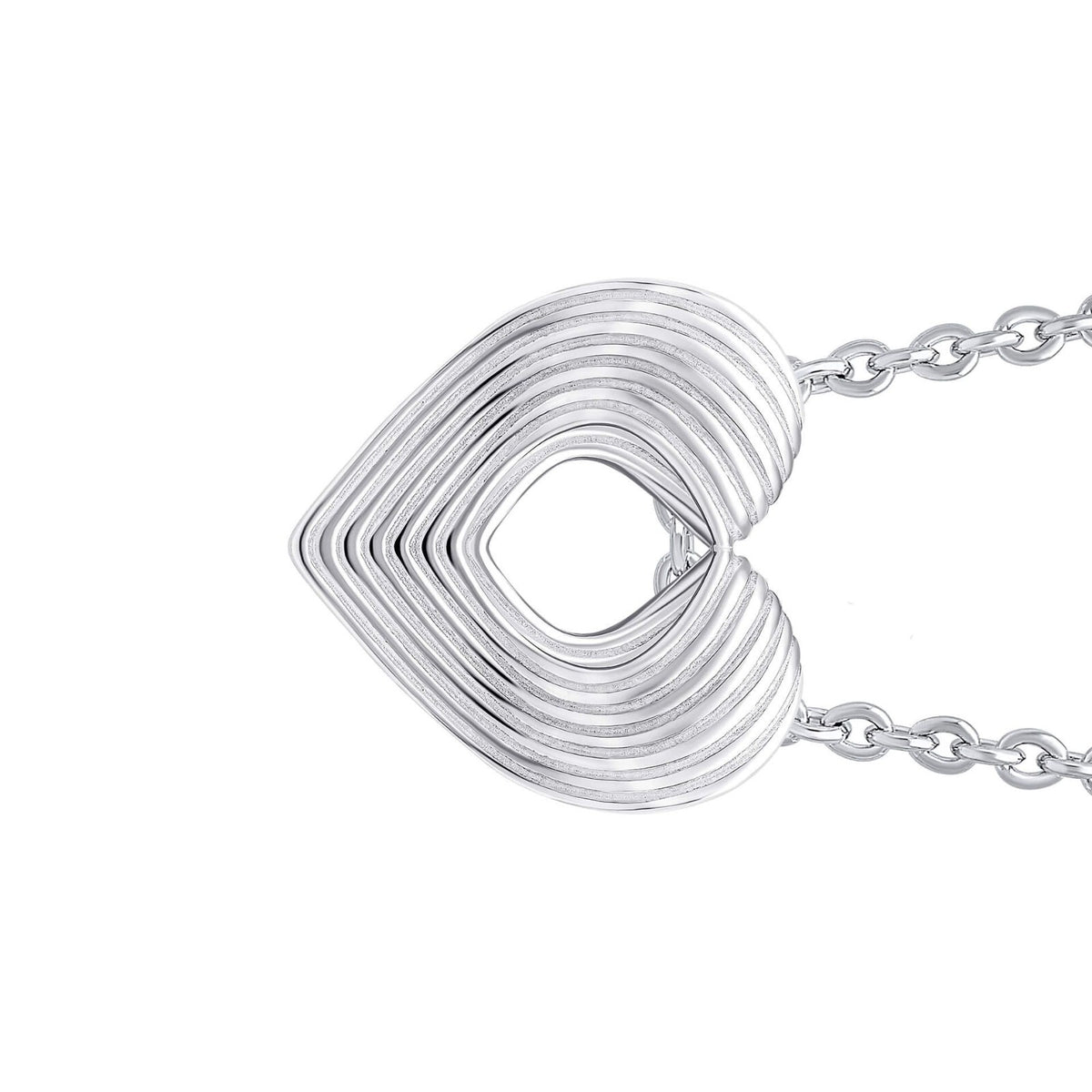 Ridged Heart Slider Pendant Sterling Silver 925 Hallmarked All Chain Lengths