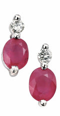 Natural Ruby and Diamond Stud Earrings 9ct White Gold 375 Hallmarked Brand New