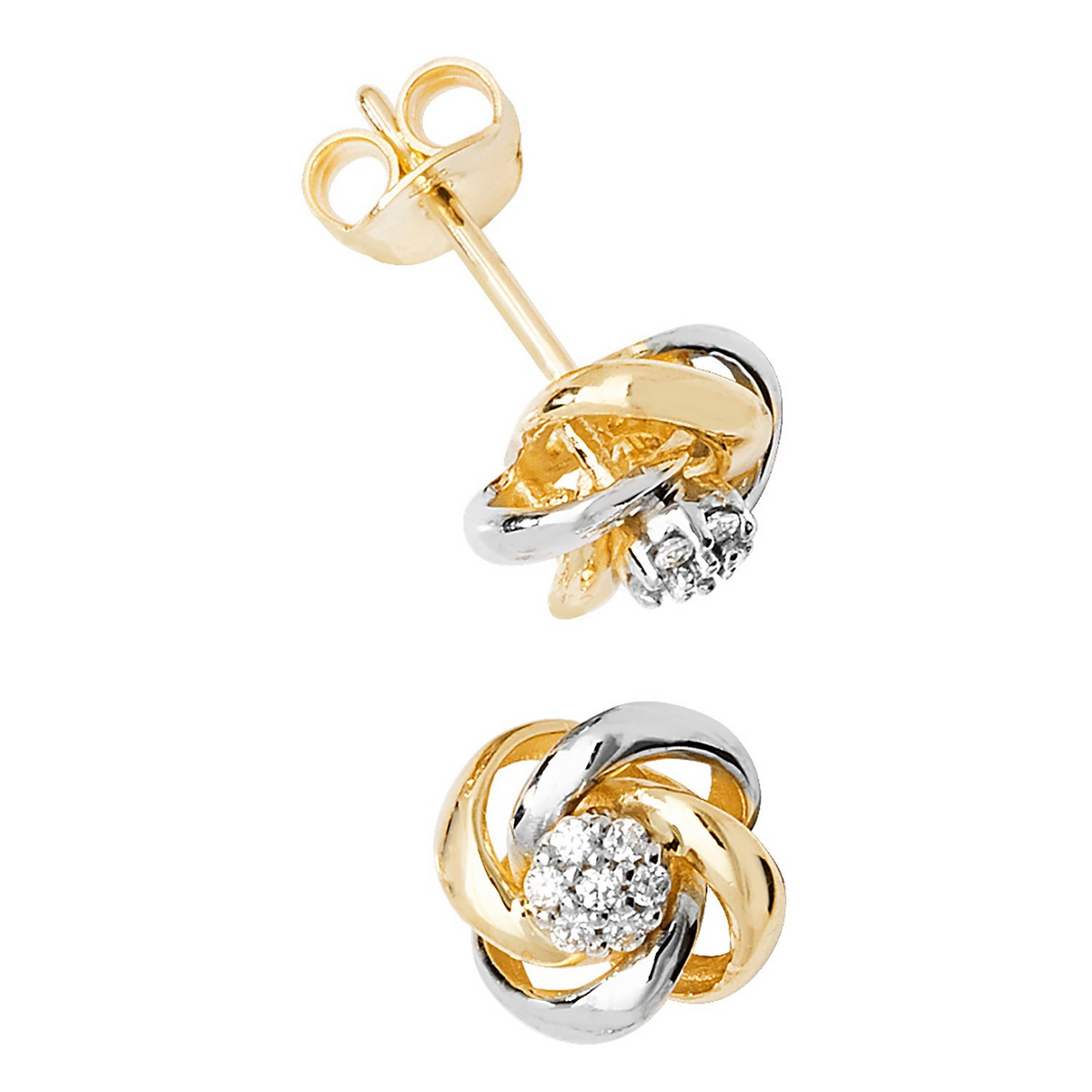 7  Stone Knot Stud Earrings 9ct Multi Gold 375 Hallmarked Brand New Boxed