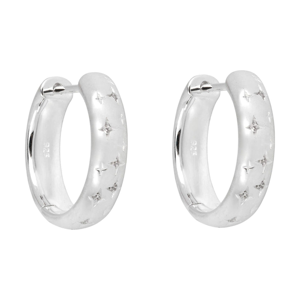 Starry Night Hoop Earrings Sterling Silver 925 Hallmarked Brand New Boxed